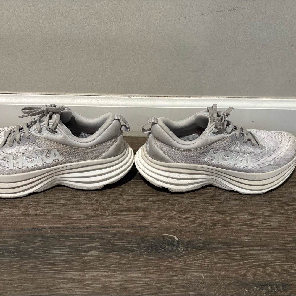 HOKA Gray Bondi 8 Athletic Sneakers